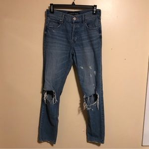 Express Jean Vintage Skinny Ankle High Rise Waisted Denim Ripped Distressed